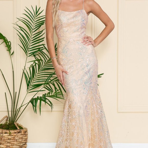 NEW OPEN BACK LONG WEDDING EVENING PARTY PROM GOWN DRESS CHAMPAGN AC6116 - Picture 1 of 8